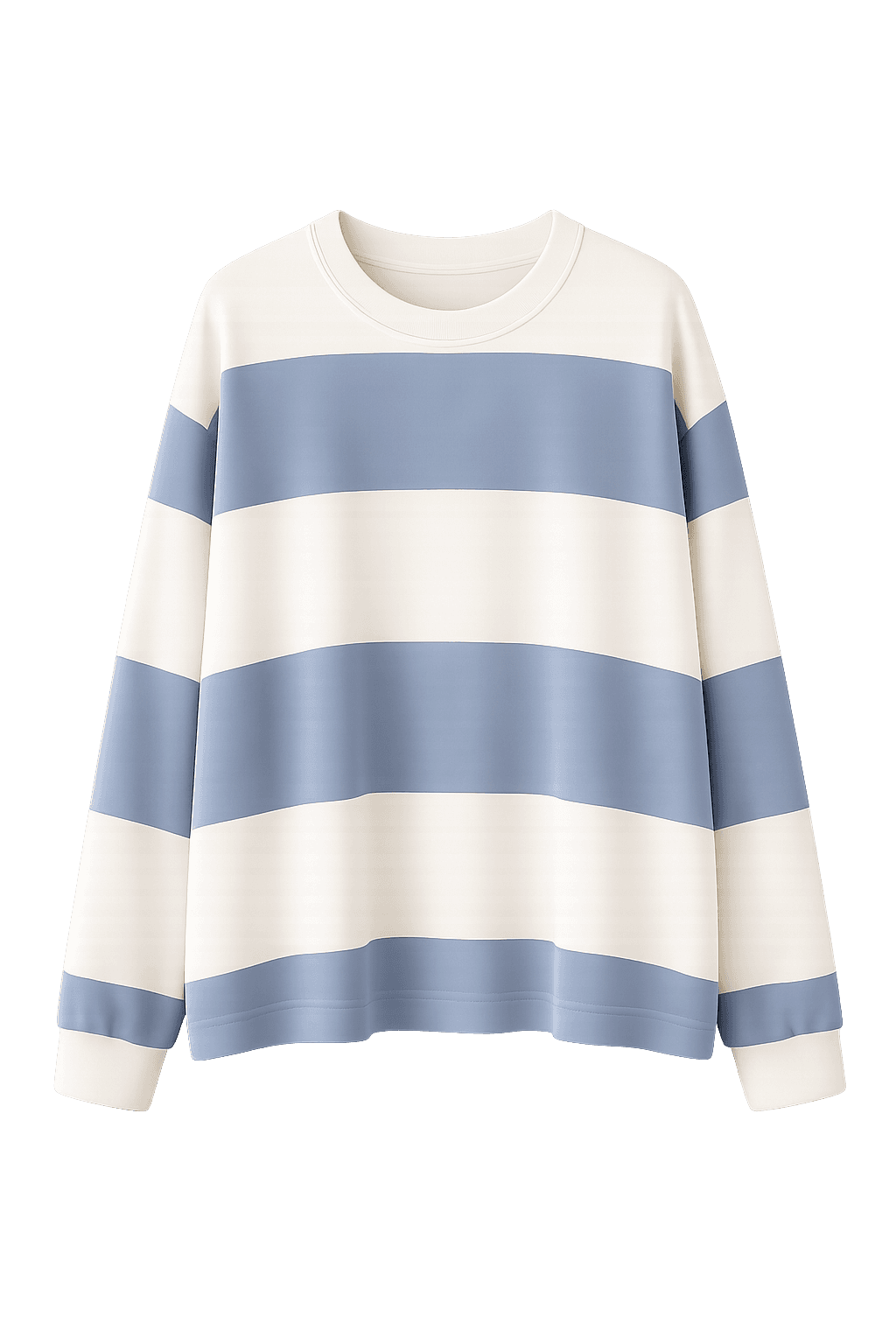 White sweater with blue stripes on a white background