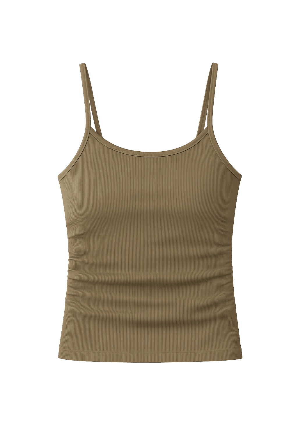 Khaki ribbed tank top on a white background